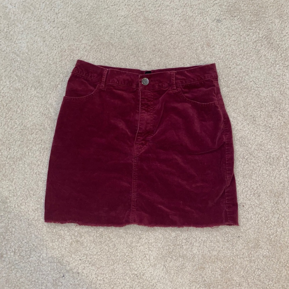 Burgundy velvet skirt